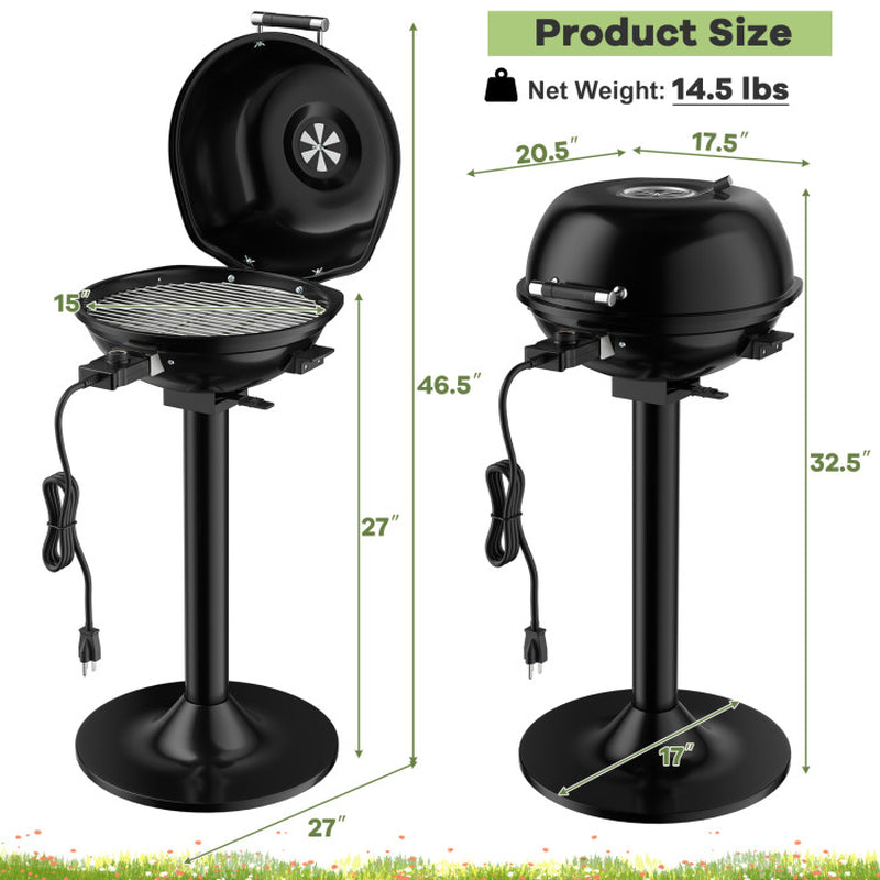 1600W Portable Electric BBQ Grill with Removable Non-Stick Rack