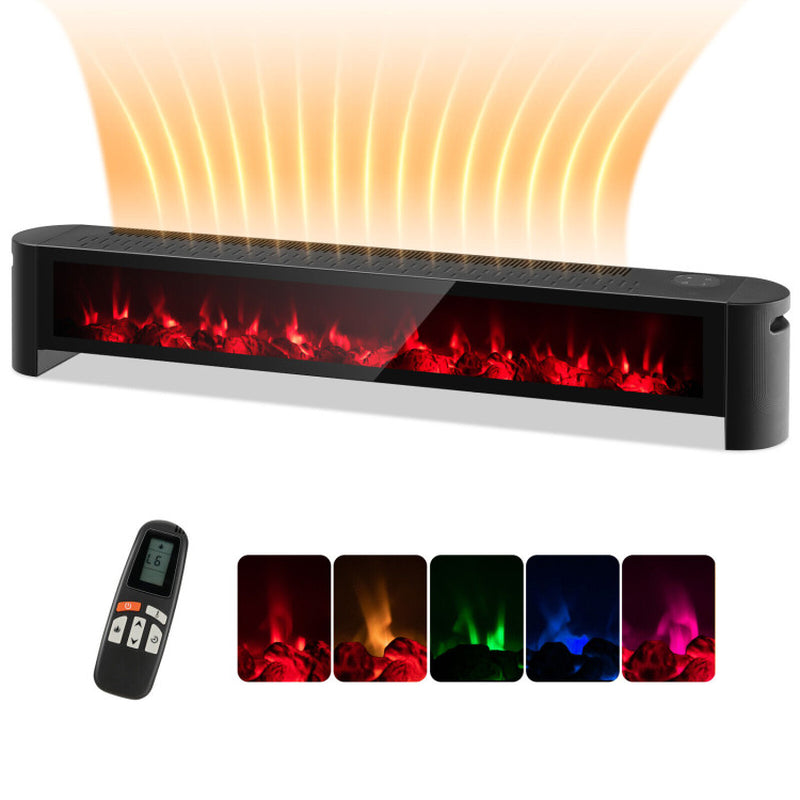 1400W Baseboard Electric Heater with Realistic Multicolor Flame