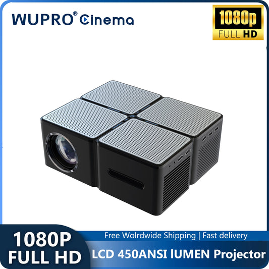 Wupro Full HD 1080P Projectors 4K Audio with 450 ANSI Lumens and WiFi