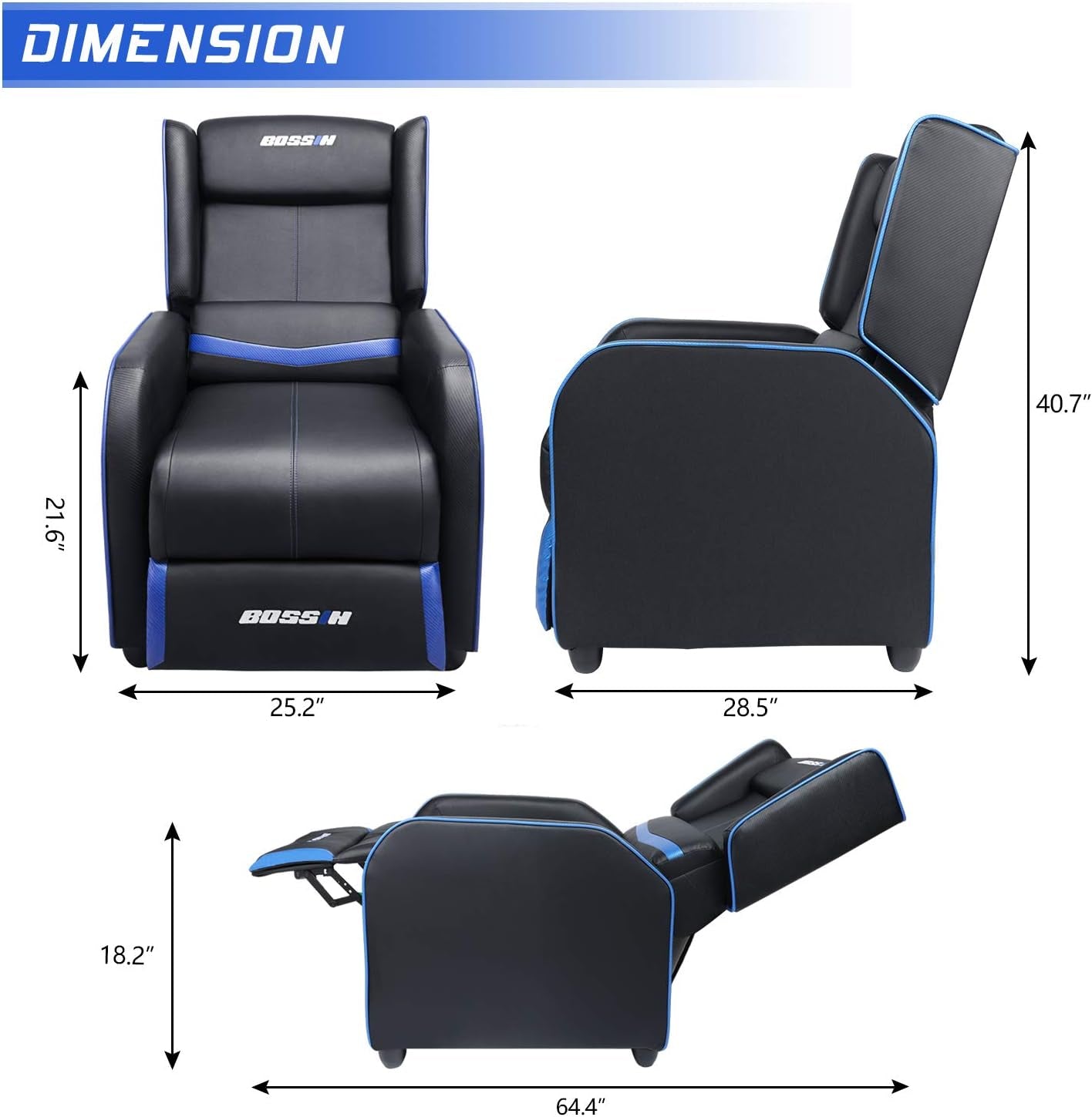 Gaming Recliner Chair for Adults in Blue